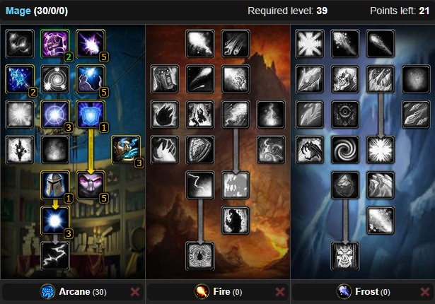 Arcane Mage Talents Level 30 to 39