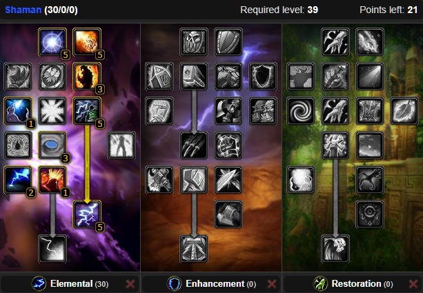 Elemental Shaman Talents Level 30 to 39