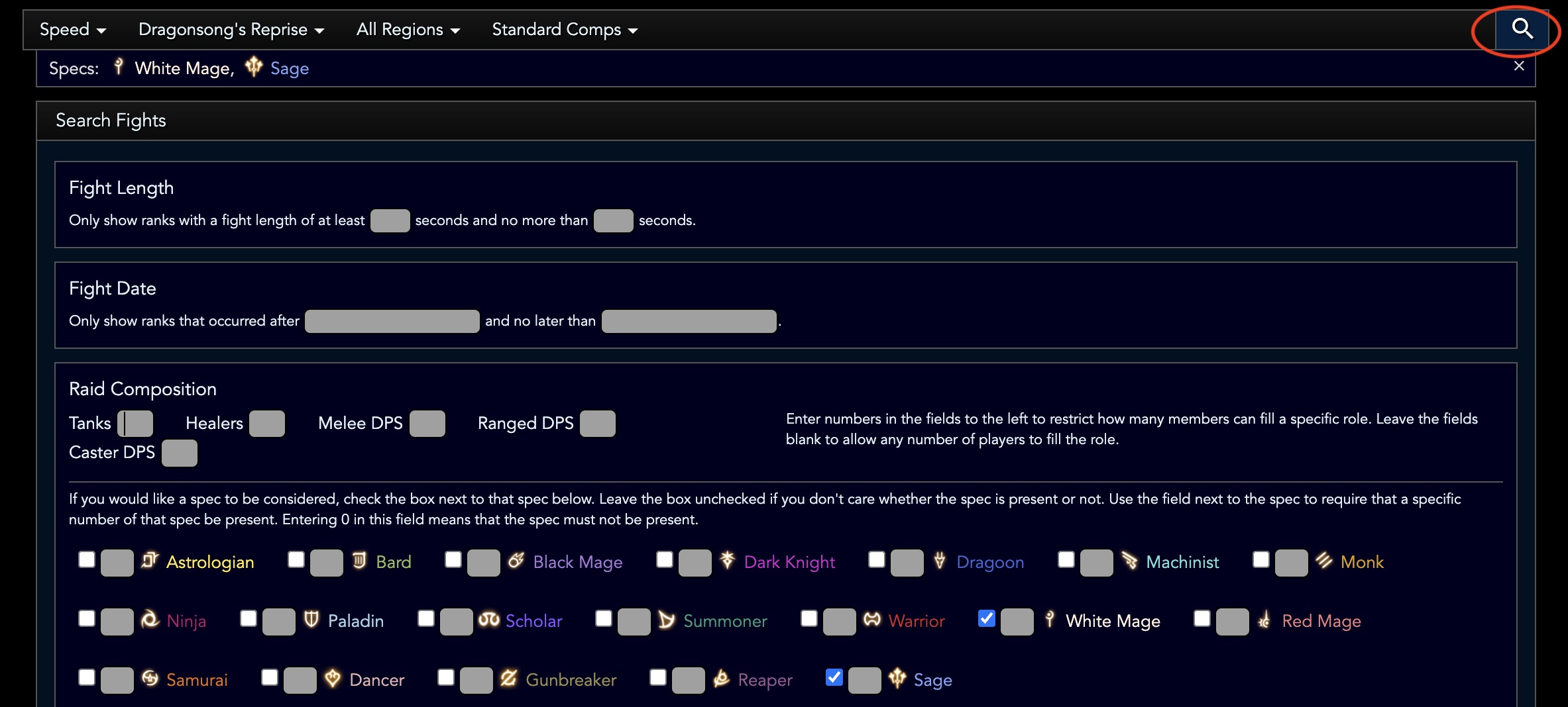 A search for comps
    including both White Mage and Sage.