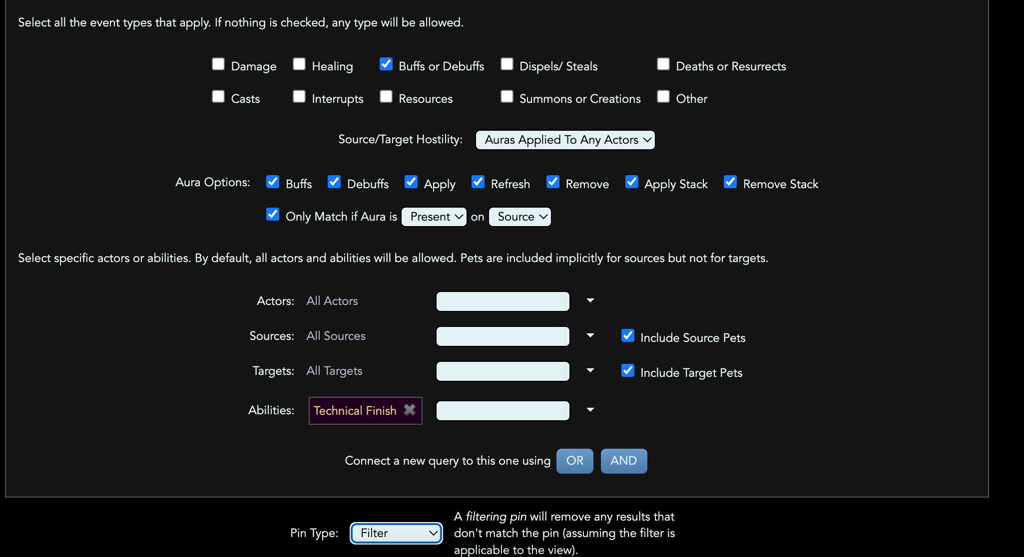 Constructing a
    filter expression for Technical Finish.