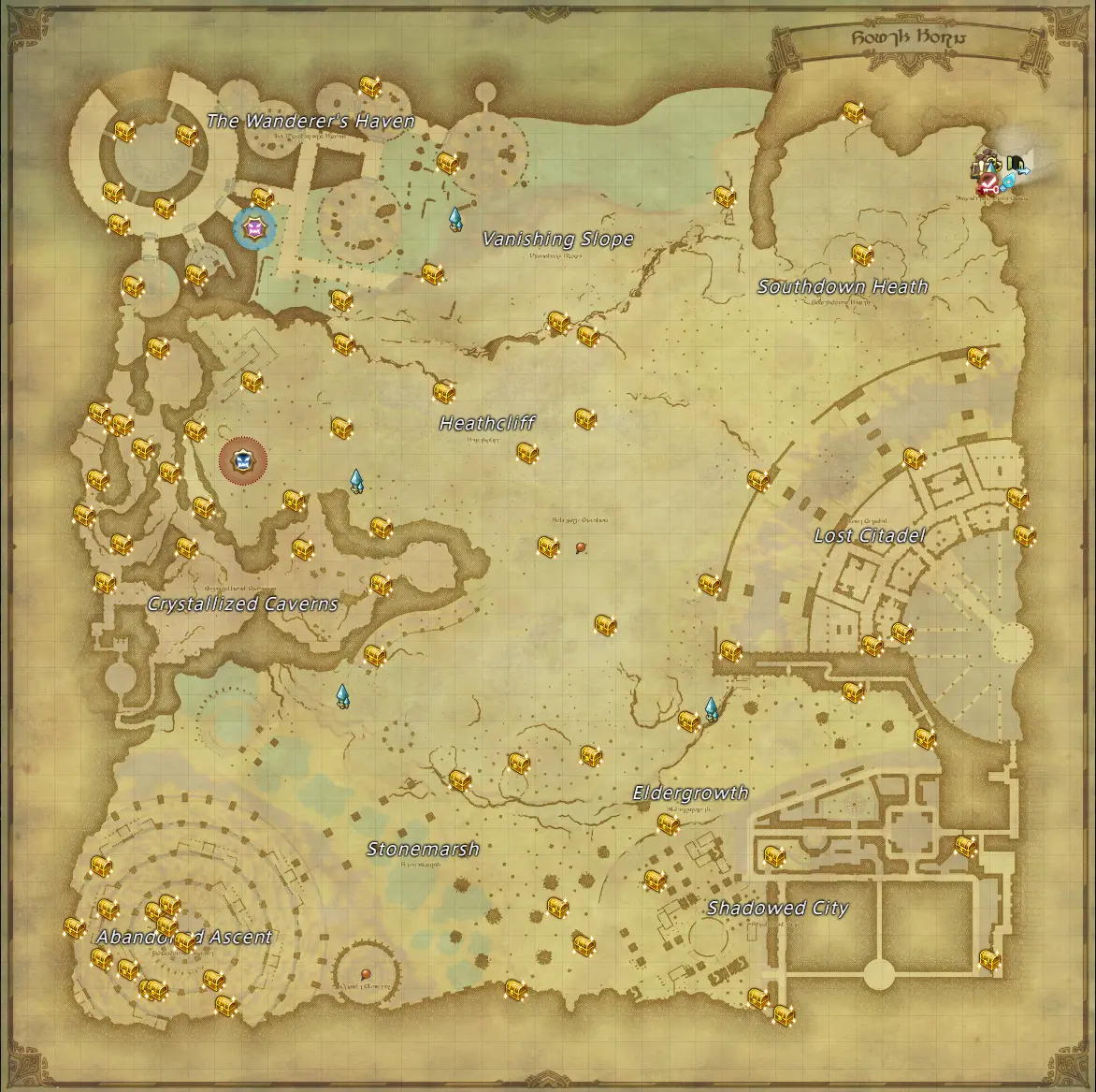 Infi's map of Pot Coffer locations