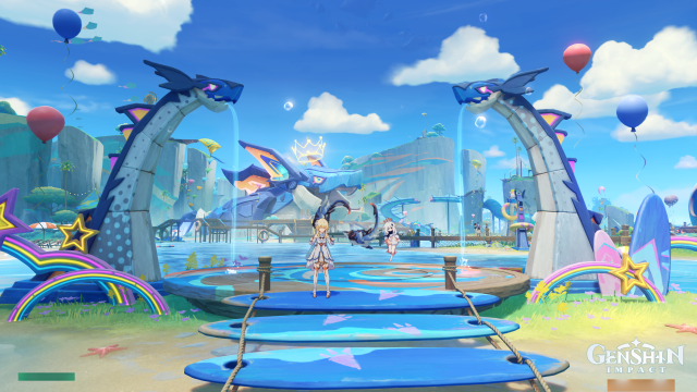 Easybreeze Holiday Resort Landmark Mementos: ##3 Wavey Bay Landmark: Take a photo while the Koholasaurs are leaping