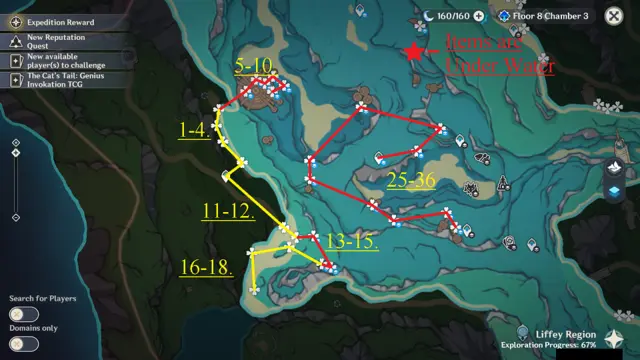 Mont Esus East Lumitoile Farming Route Map (Under Water)