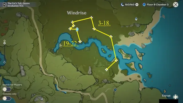 Windrise Windwheel Aster Farming Route Map