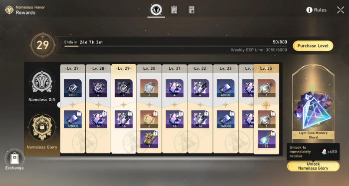 Rewards in Honkai: Star Rail