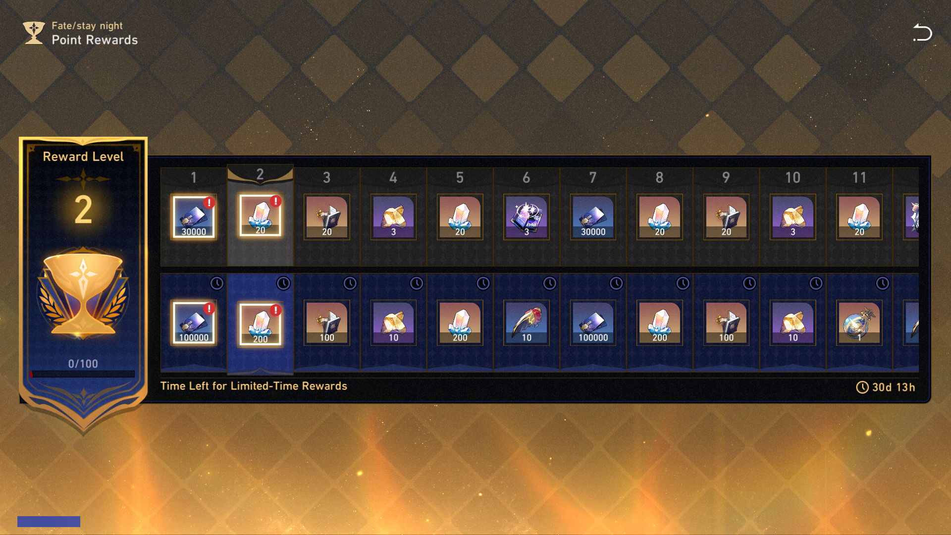 Fate/stay night Event Rewards