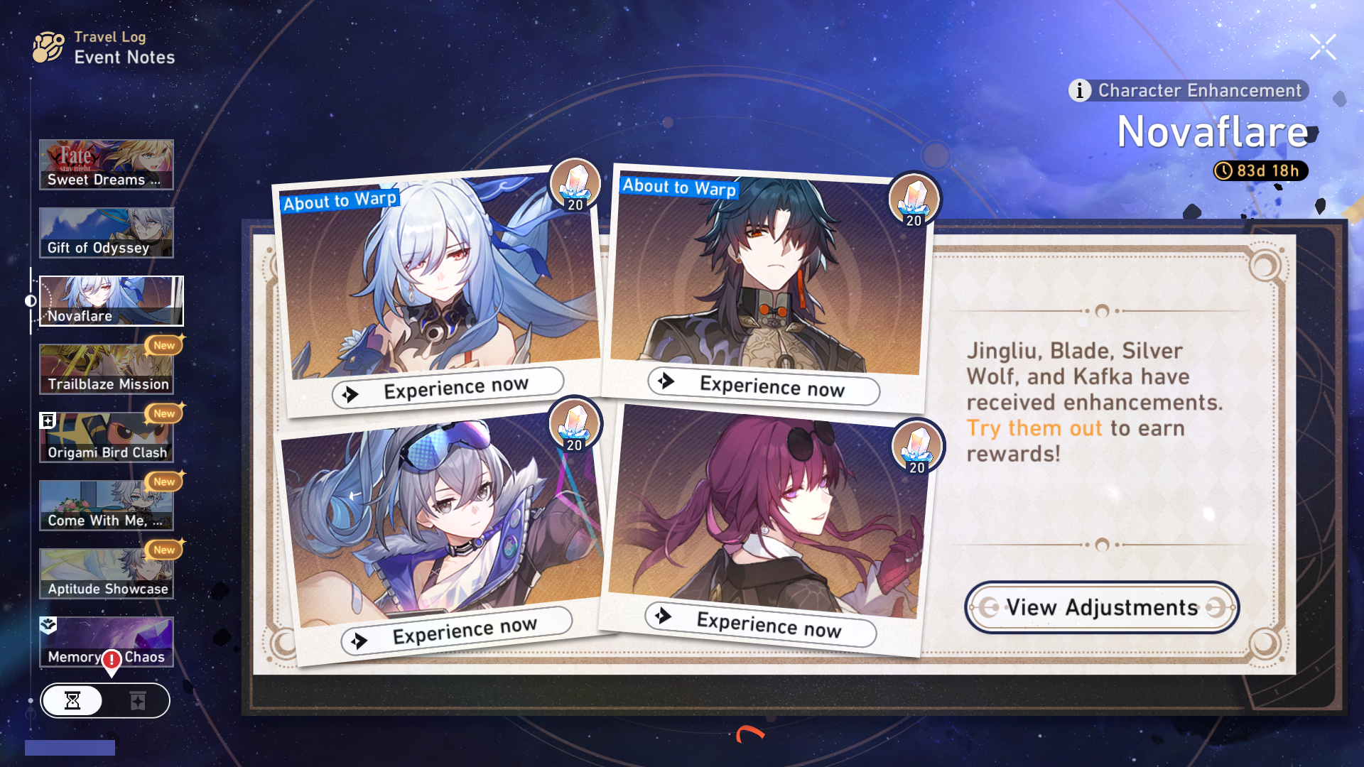 Novaflare Character Trial Event