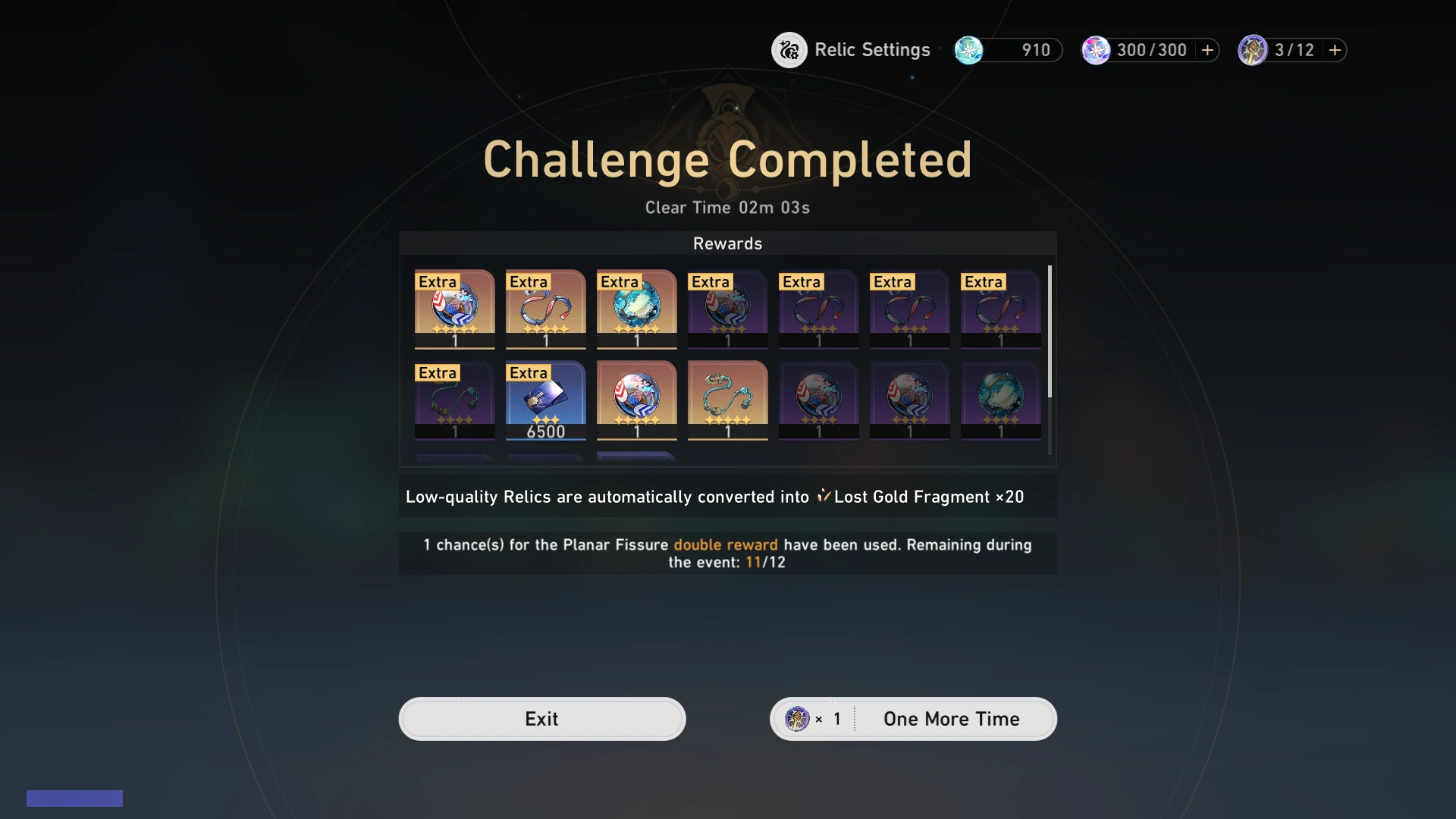 Planar Fissure Rewards