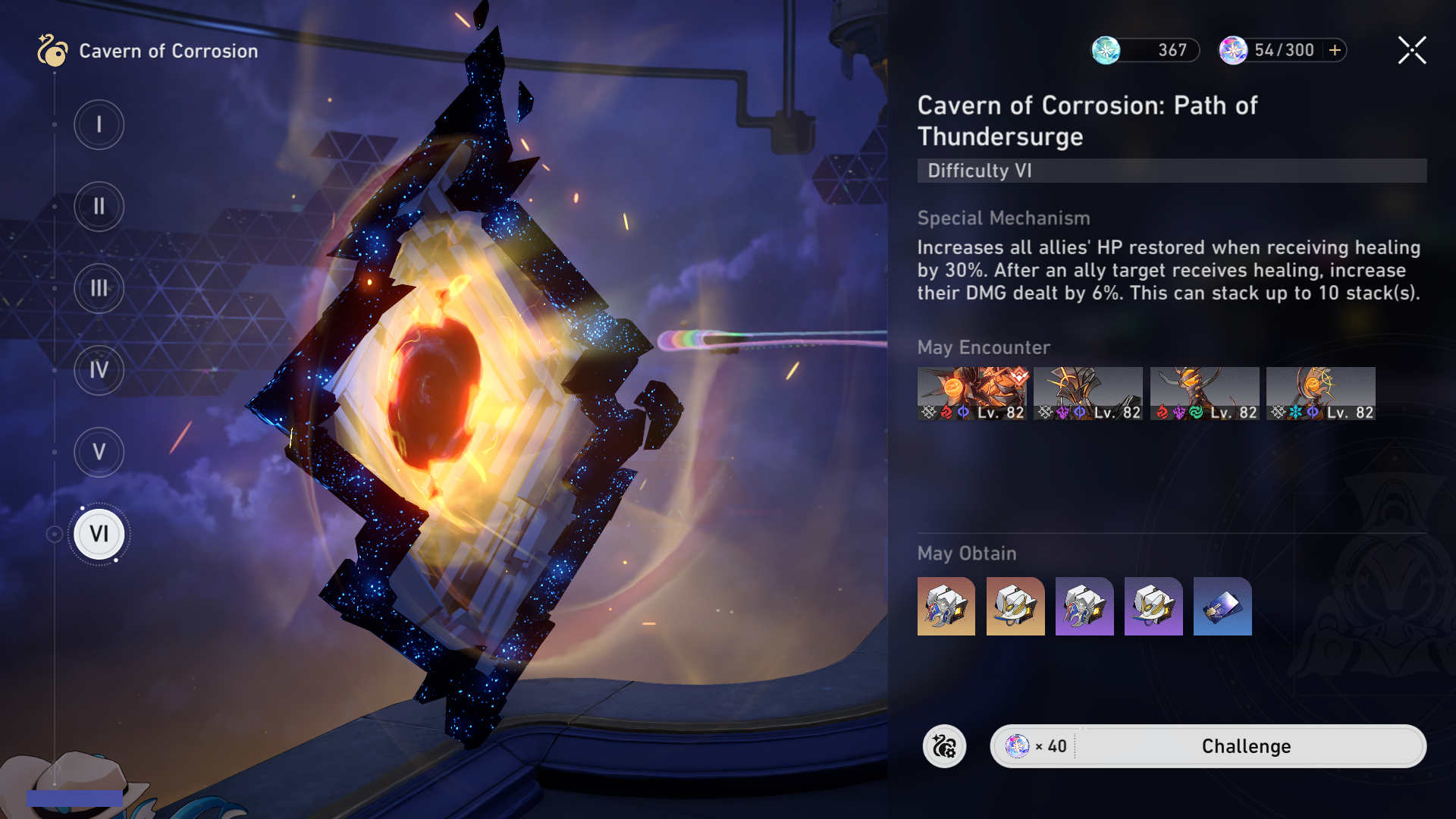 Cavern of Corrosion Challenge Menu
