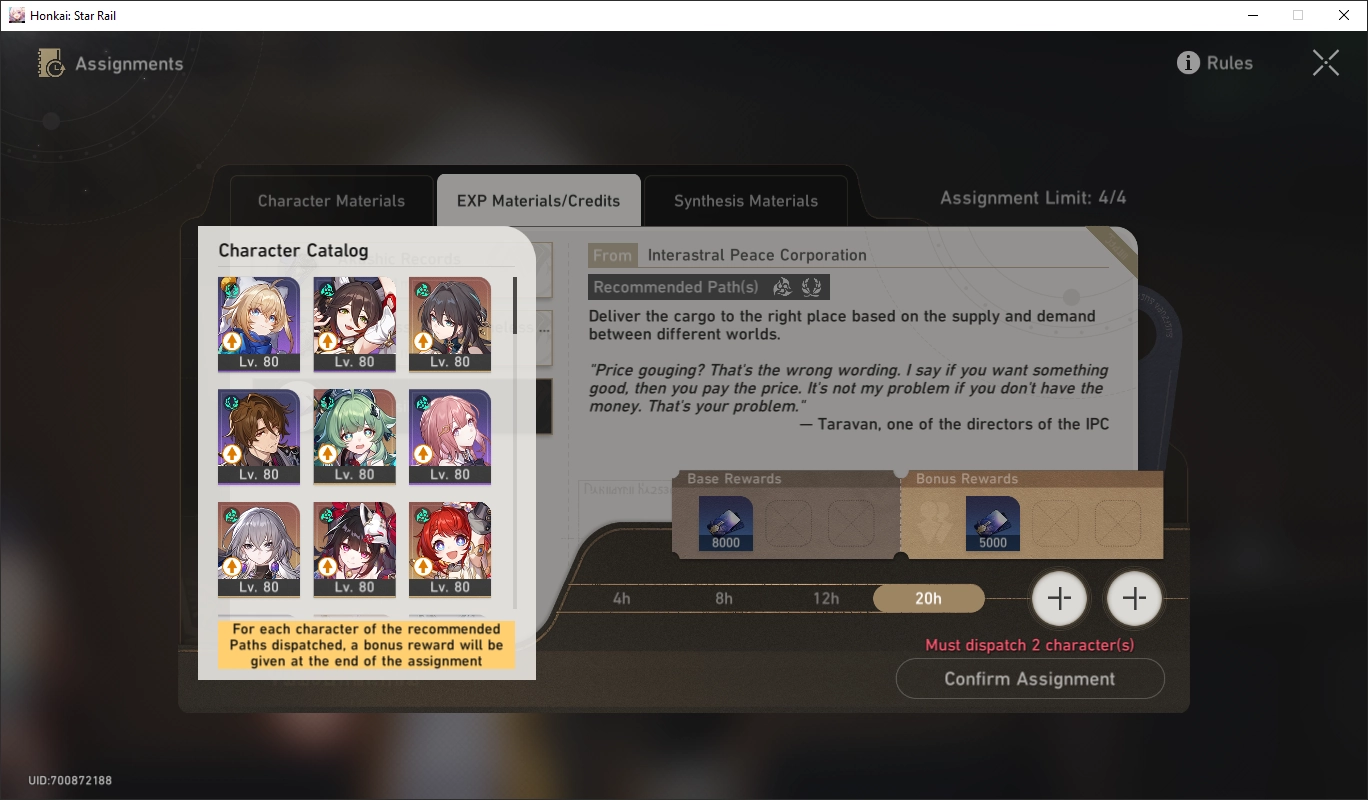 Assignments in Honkai: Star Rail