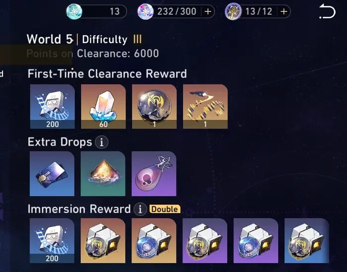 Immersion rewards in Honkai: Star Rail
