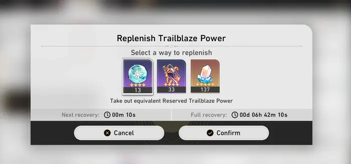 Replenish Trailblaze in Honkai: Star Rail