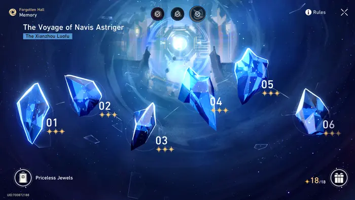 Main menu, The Voyage of Navis Astriger in Honkai: Star Rail