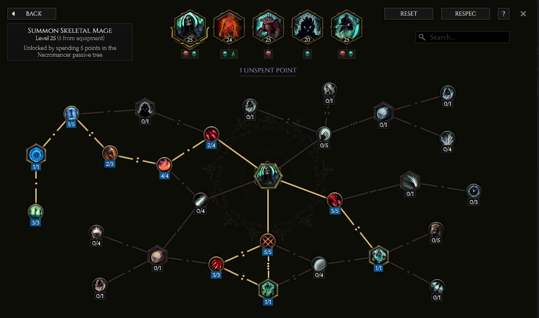 Summon Skeletal Mage Skill Tree