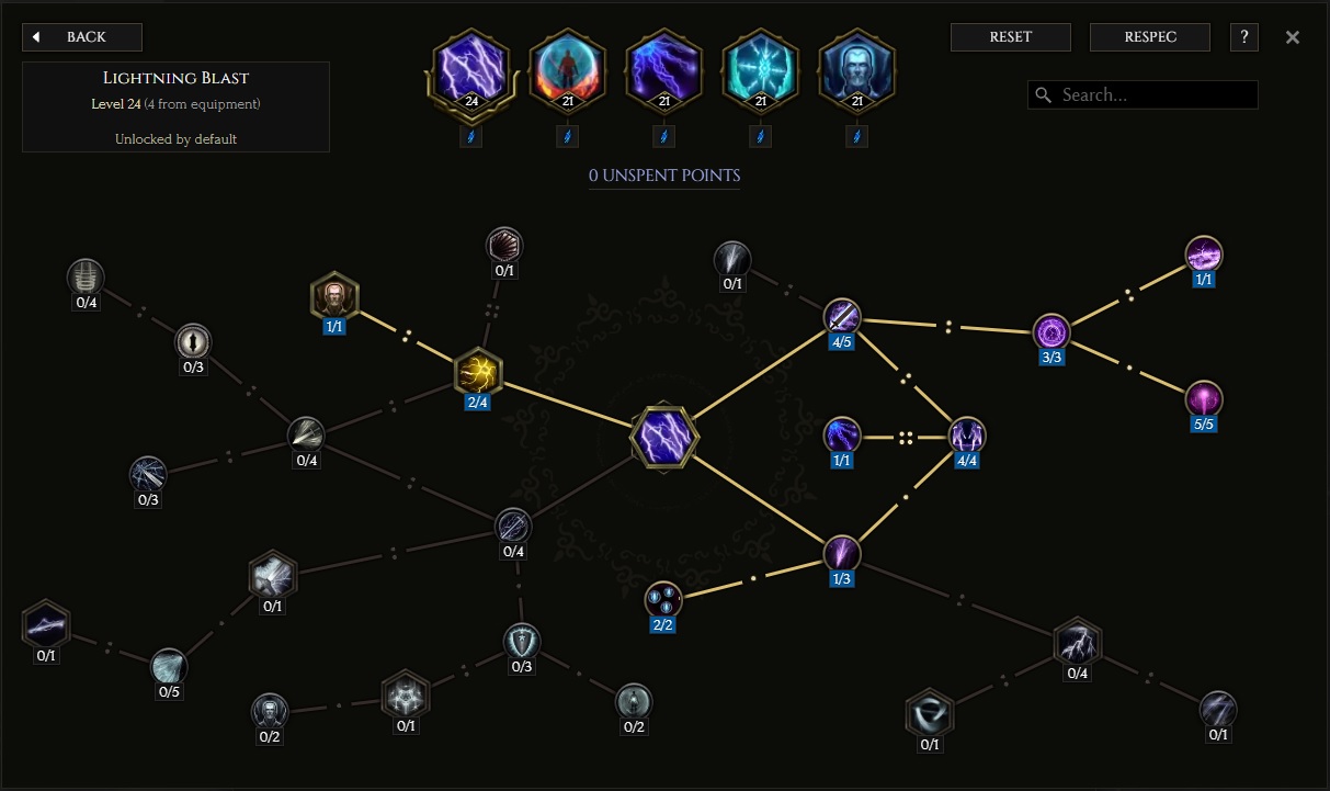 Lightning Blast Skill Tree