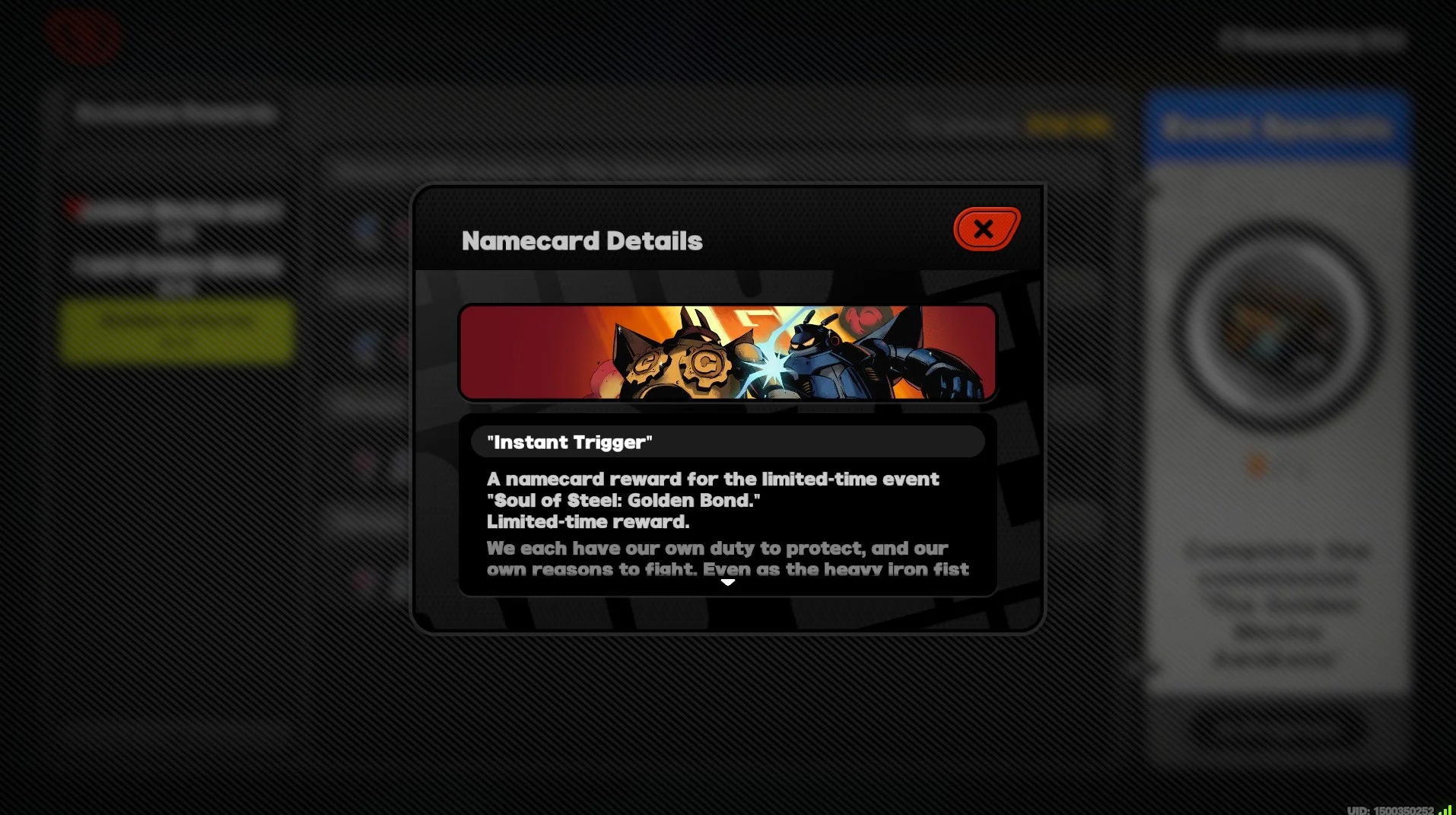 Soul of Steel: Golden Bond Event Namecard Reward