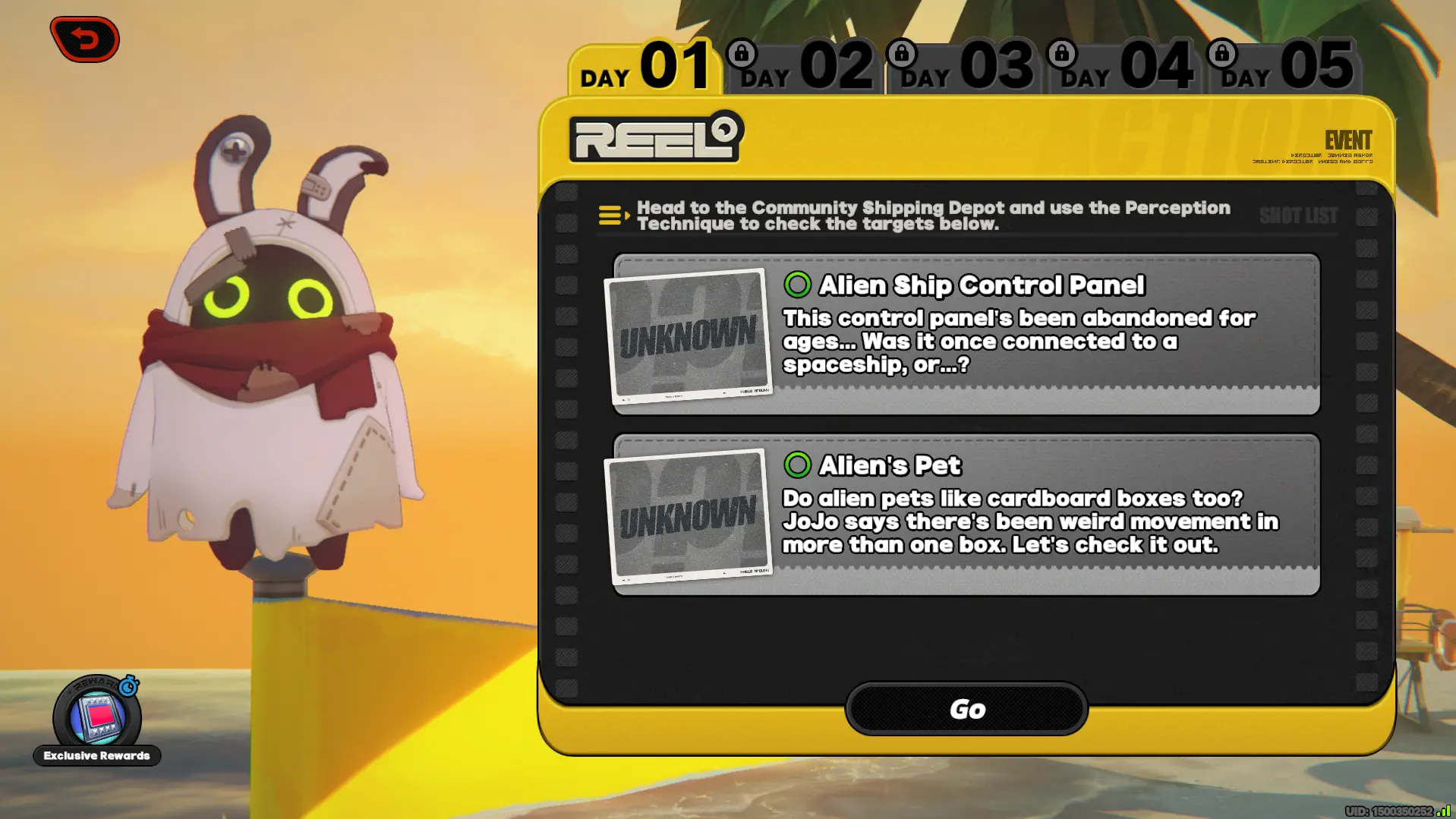 Jojo's Space Mystery Event Menu