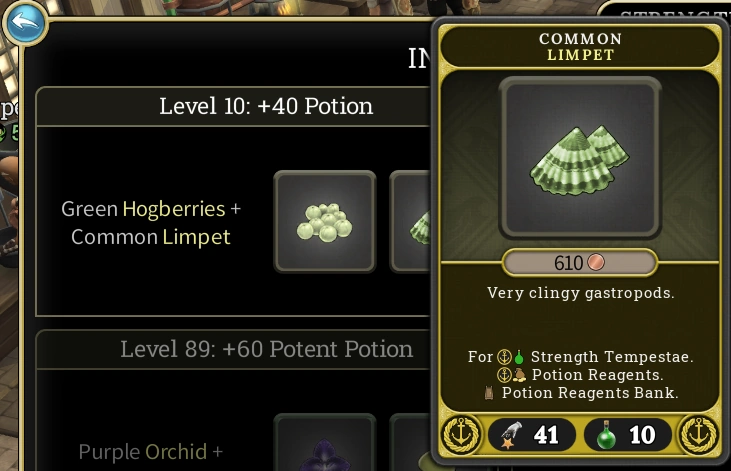 Level 10 Potion that requires 41 Forager