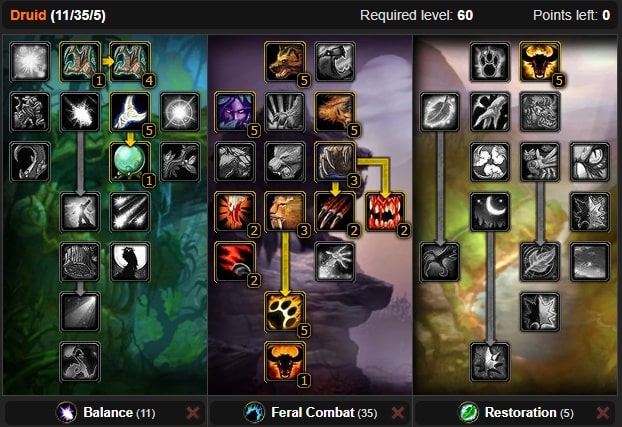 feral druid dps classic talents