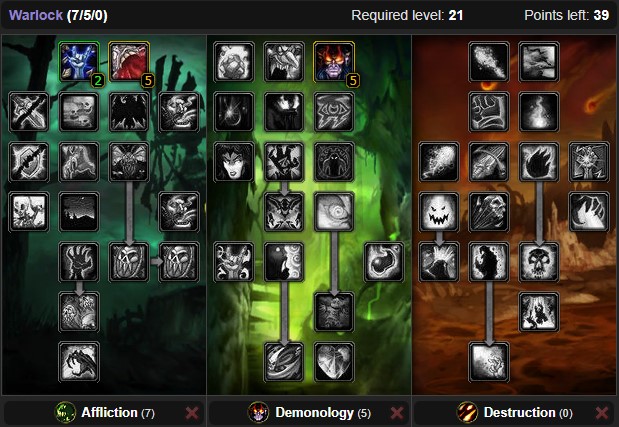 Demonology Warlock Talents Level 10 to 21