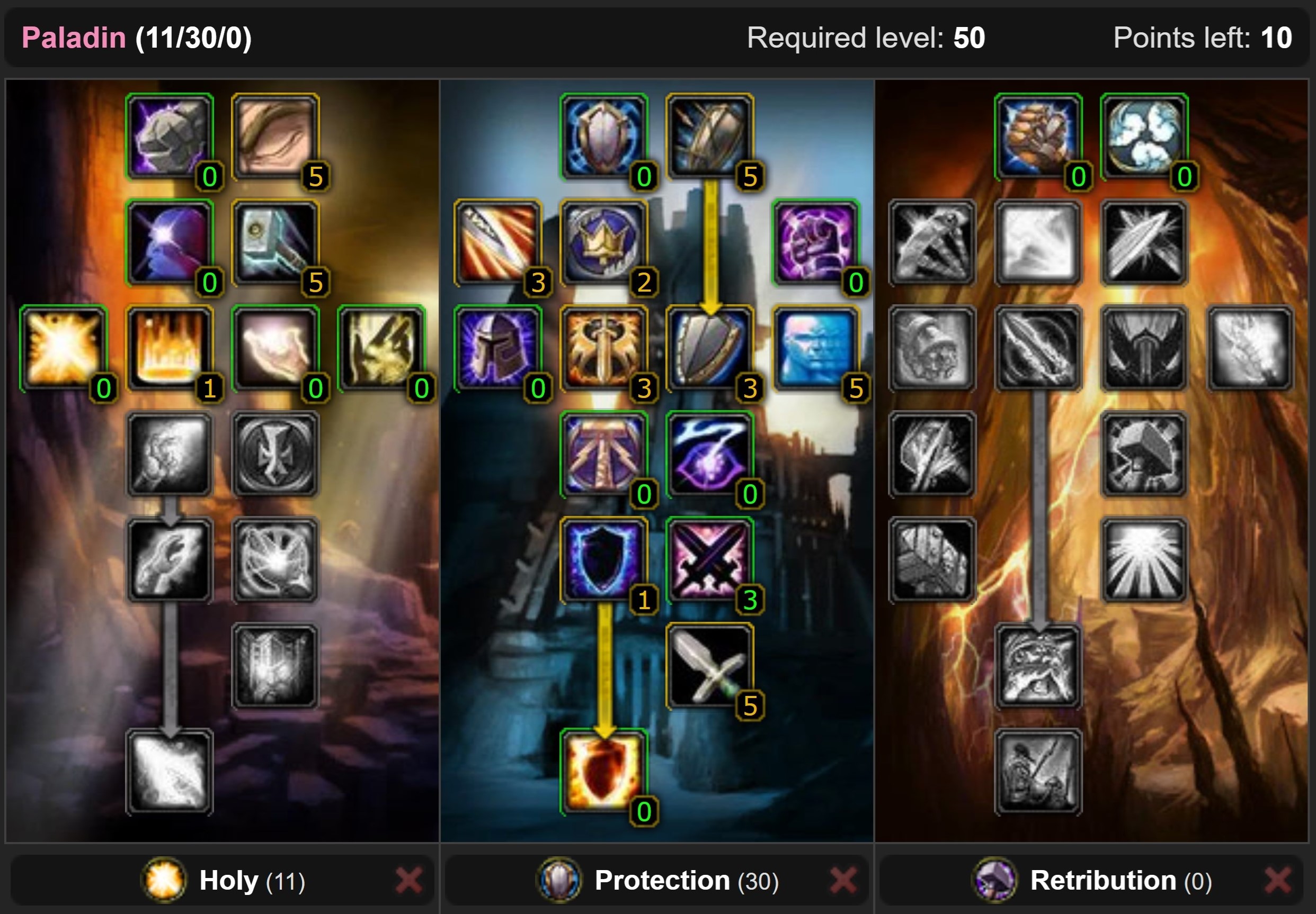 Protection Paladin Talents Level 39 to 50