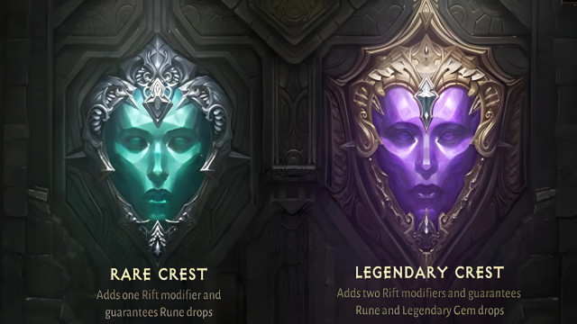 Rare and Legendary Crests menu