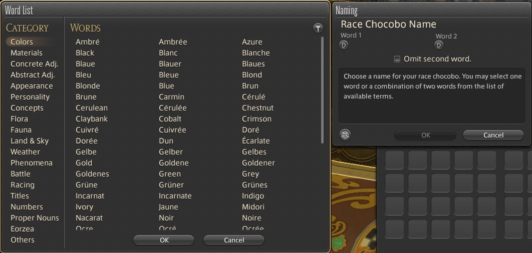 Naming a chocobo