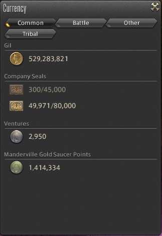 Common currencies tab