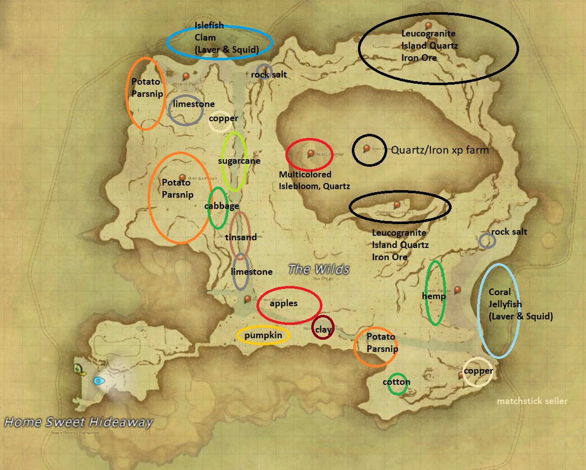 FFXIV Island Gathering Map