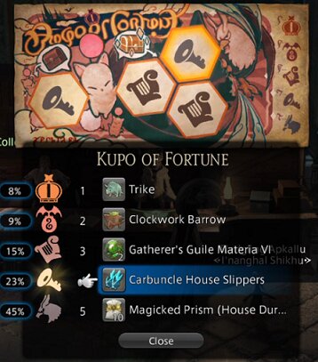 An example of the Kupo of Fortune menu.
