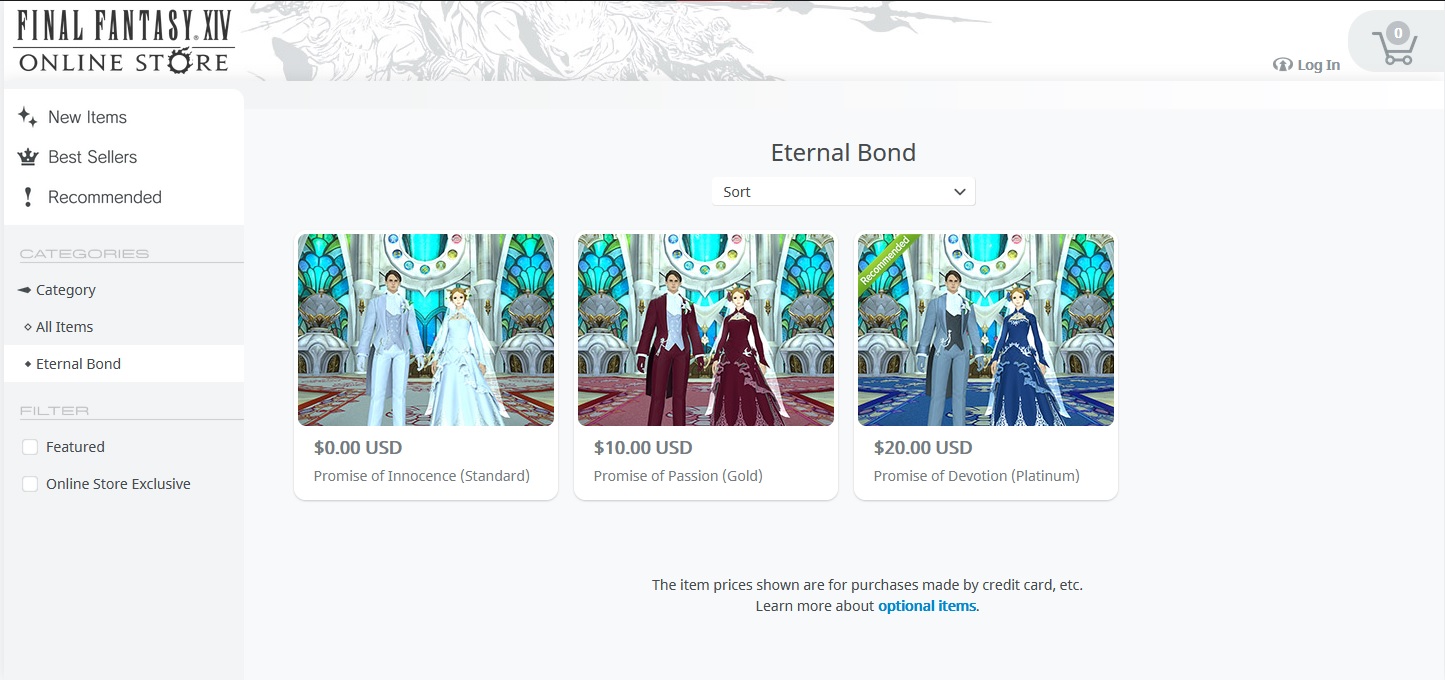 FFXIV Eternal Bond Ceremony Options and Prices