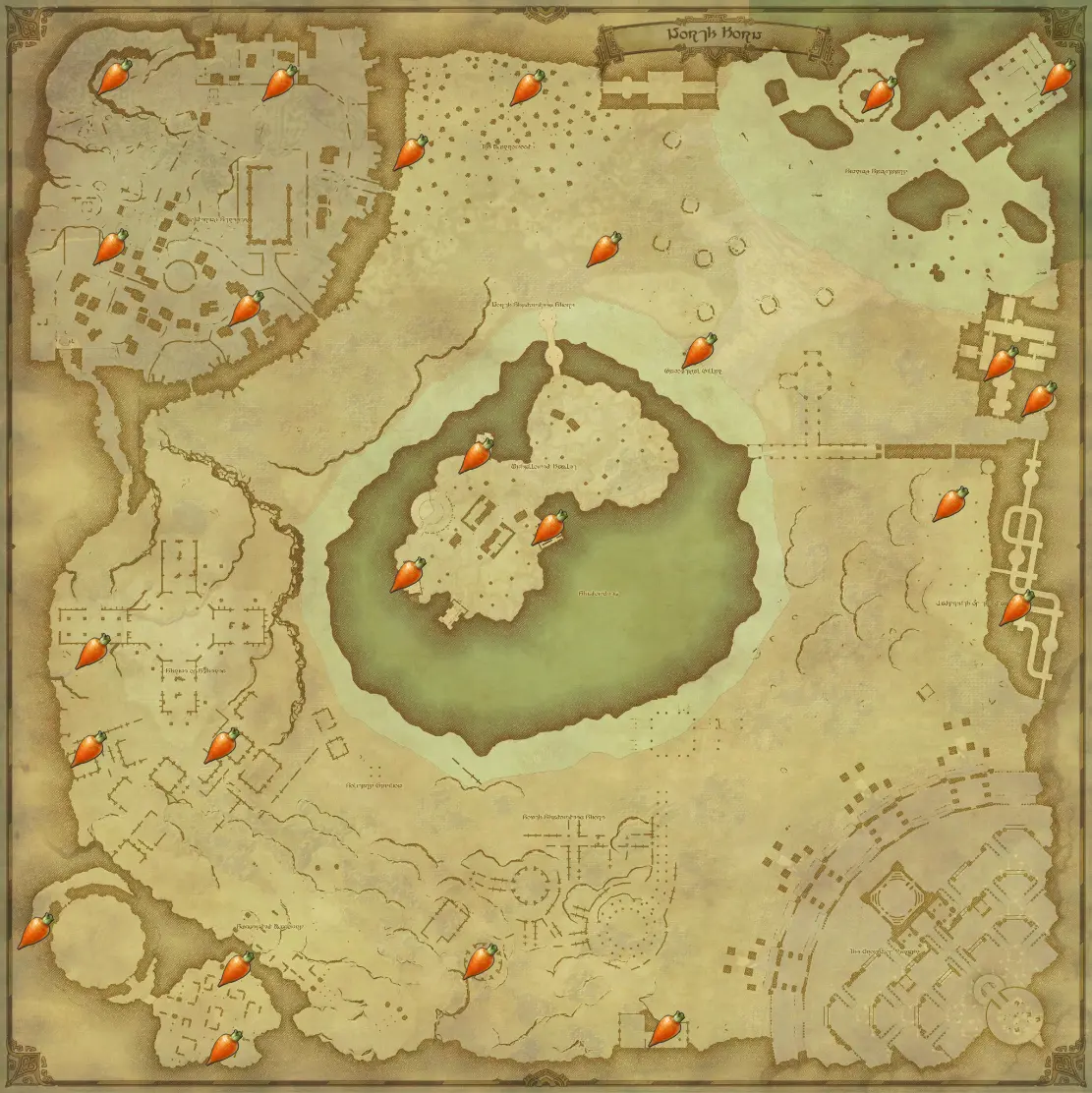 Infi's North Horn map of Chewed Carrow locations