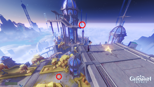 Temple of Space Mnemonic Cluster Collectables: #8 Interact with the Harpastum on top of the lamp-post to fly up. You can also access this Cluster by extending the Spatial Bridge on either side.