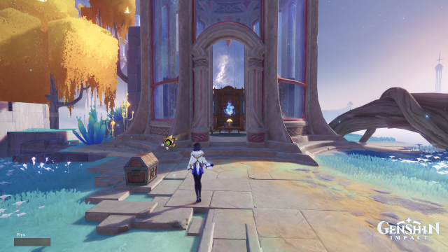 Temple of Space Mnemonic Cluster Collectables: #2 Defeat the nearby enemies to open up the nearby building entrance.