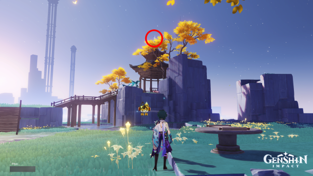 Temple of Space Mnemonic Cluster Collectables: #21 Complete the ink puzzle nearby to discover the bridge. Climb on top of the building.