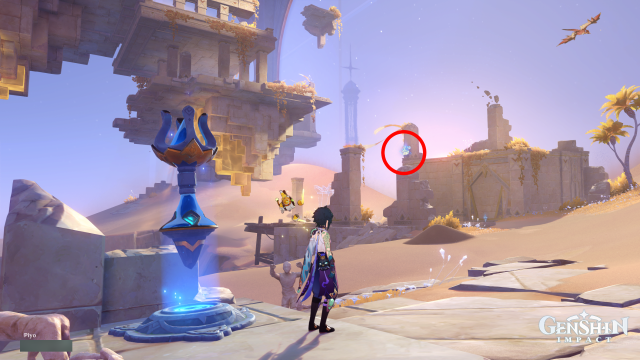 Temple of Space Mnemonic Cluster Collectables: #26 From the waypoint, head over to the broken brick wall and climb up.