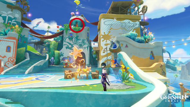 Easybreeze Holiday Resort Oculus Collectables: ##15 From the waypoint or #14, climb the building with the cat-shaped roof