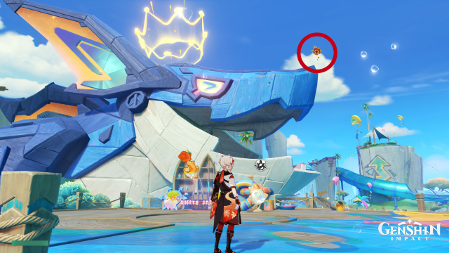 Easybreeze Holiday Resort Oculus Collectables: ##27 From the waypoint, climb on top of the giant Koholasaur structure and head to its front tip