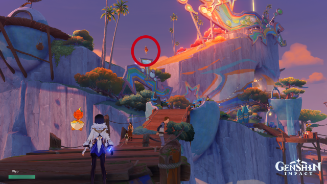 Easybreeze Holiday Resort Oculus Collectables: ##46 From the southeast waypoint, head west along the path and bridge. Indwell an Asha nearby and climb