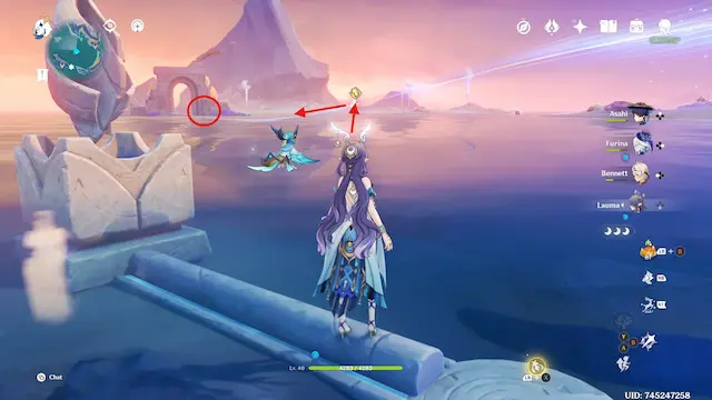 Hiisi Island Lunoculus Collectables: ##17 In the middle of the water, near three statues and a mirror where you can get a Luxurious Chest