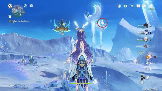 Hiisi Island Lunoculus Collectables: ##3 Not really visible as it blends into the surrounding, but it is on top of one of the white pillars. Either use a character that can fly in the air, or use the red plants to turn into a Kuuhenki and float to the blue blue, to then yeet yourself towards the Lunoculus