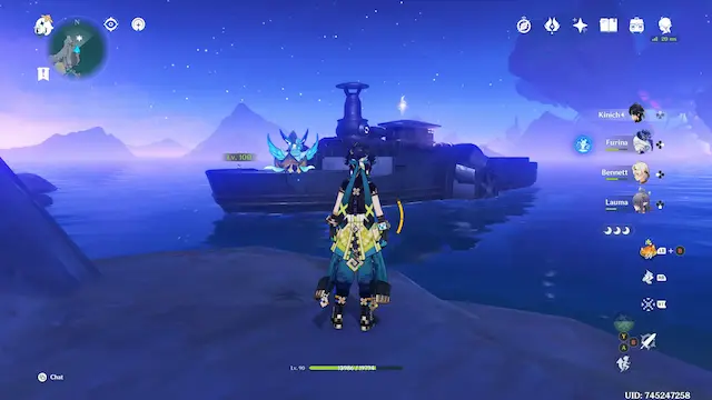 Hiisi Island Lunoculus Collectables: ##33 On top of a boat floating nearby with Fatui enemies on it