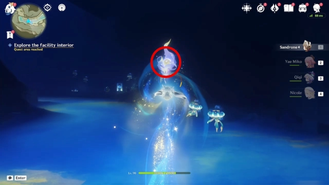 Moontide Sea Lunoculus Collectables: #8 Inside an underground cave that will also automatically starts the 'Beneath the Lunar Sea' World Quest, floating on top of a lunar sea
