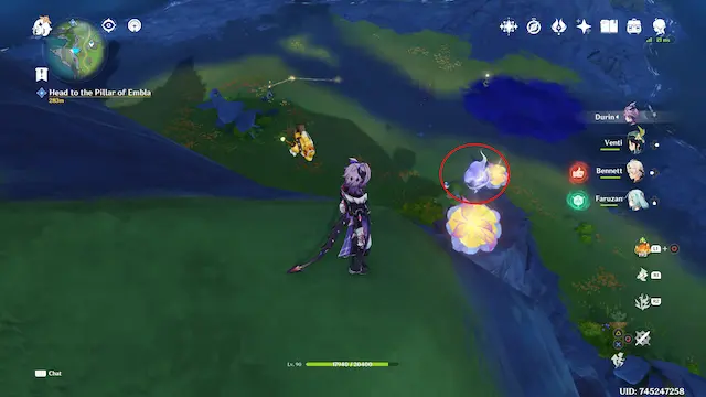 Voidsea Outlook Lunoculus Collectables: ##14 Near the teleport, use the flower under it to reach it, or fly down from the cliff on top