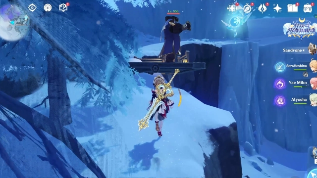 Everfrozen Earth Cryoculus Collectables: #31 On the edge of a platform with a Fatui member nearby