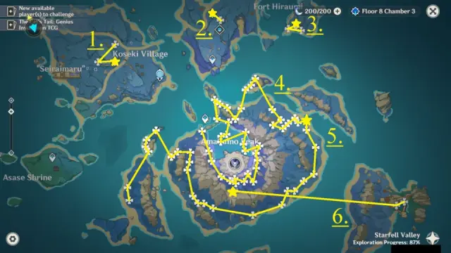 Amakumo Fruit Farming Routes in Inazuma