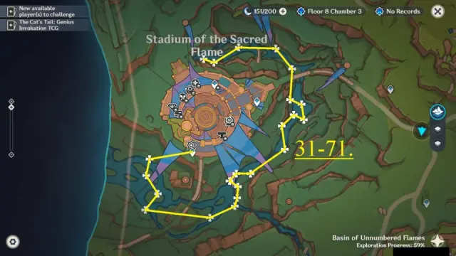 Stadium of the Sacred Flame Brilliant Chrysanthemum Farming Route Map