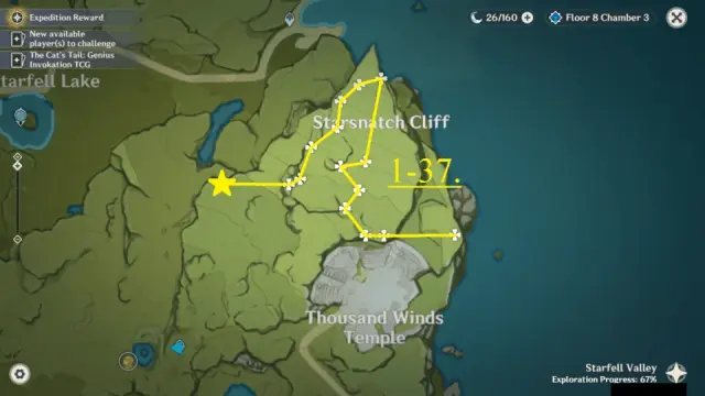 Stormsnatch Cliff Cecilia Farming Route Map