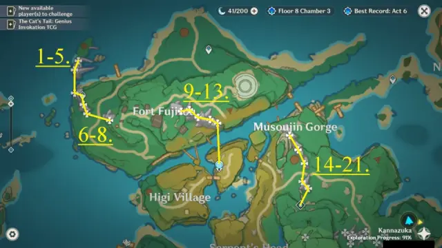 Fort Fujitou Crystal Marrow Farming Route Map