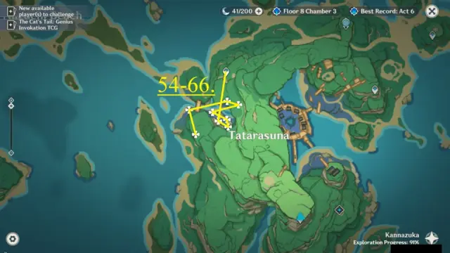 Tatarasuna Crystal Marrow Farming Route Map